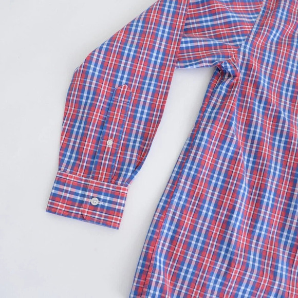 Vineyard Vines Blue & Red Checker Slim Fit Whales 100% Cotton Button Up Shirt M - Picture 9 of 12